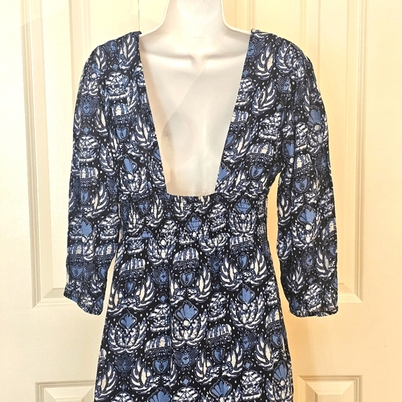 Caroline Constas Blue Dahlia Navy Deep V Open Back Maxi Dress NWT - Picture 6 of 11
